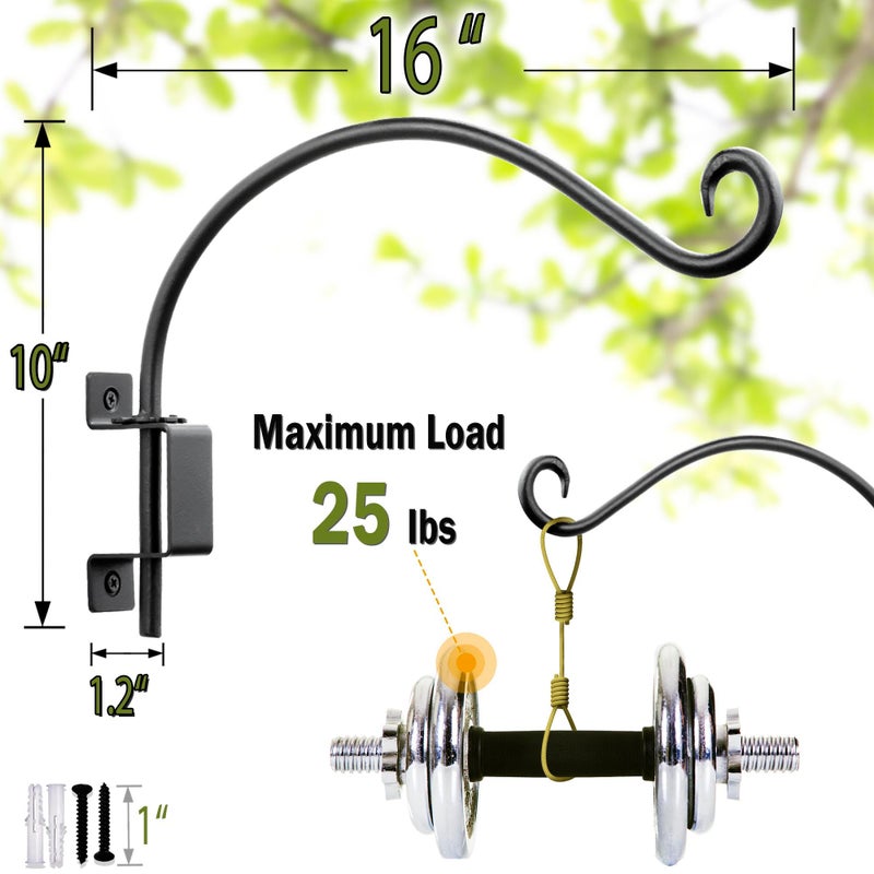 Lifyzoon Swivel Bird Feeder Hanger Hook: 16-Inch Swivel Hanging Plant Bracket, 25lb Weight Capacity - Outdoor Wall Mount Hanging Hooks for Bird Feeder, Birdhouse, Wind Chimes, Heavy Plants - Image 3